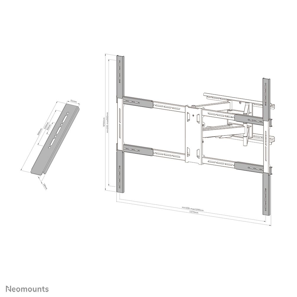 Neomounts AWLS-950BL1 VESA extension kit 55-110" - max 125 kg